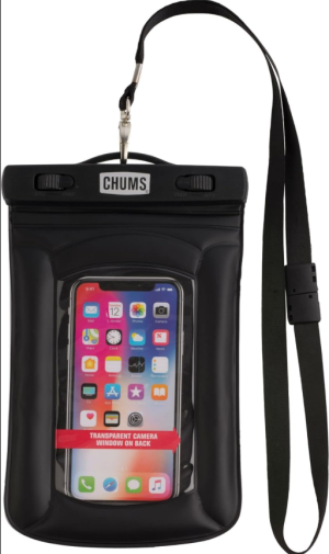 Chums Floating Phone Protector – Smartphone Touchscreen Waterproof Pouch with Removable Lanyard (Black)